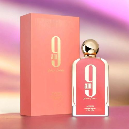 9 AM POUR FEMME AFNAN EDP 100ML-Pompelmo, Mandarino e Bergamotto,Lampone e Ribes Nero;Muschio, Ambra e Arancia.