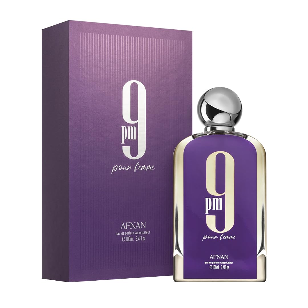 AFNAN 9 PM POUR FEMME EDP 100ML- Malina, Fiołek, Jabłko i Pomarańcza;Róża, Irys, Piękność i Jaśmin;Sosna, Cyprys, Bursztyn i Drewno cedrowe.