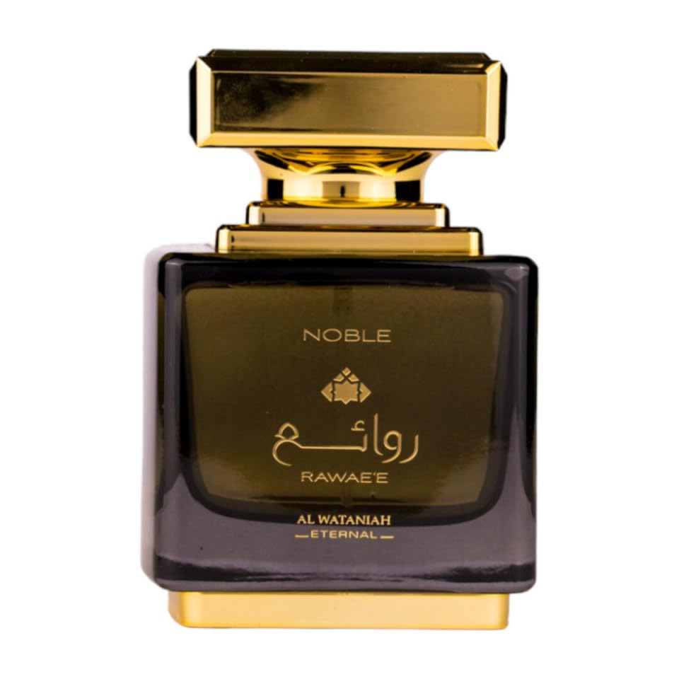 AL WATANIAH RAWAE'E NOBLE-Mandarino, Pepe Nero, Pepe Rosa, Bergamotto e Zafferano;Mango, Ananas, Ylang Ylang e Fiore d'Arancio; Cognac, Legno di Cedro, Patchouli e Ambra.