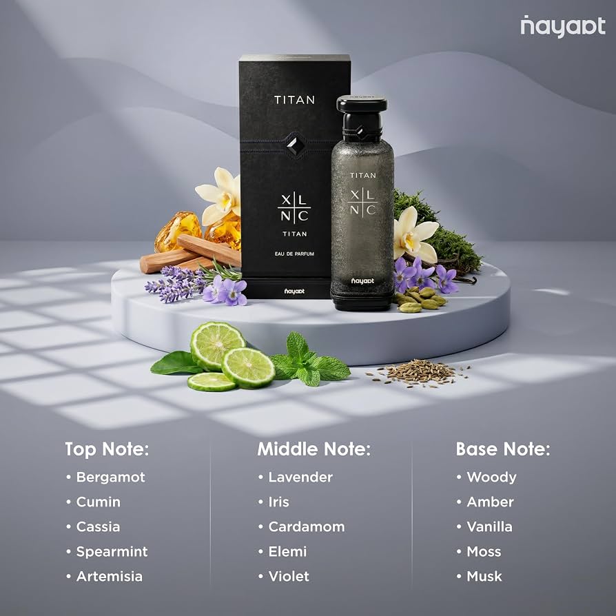 ORIENTICA NAYAAT TITAN 200ML-Menta Romana, Cassia, Cumino, Artemisia e Bergamotto; Lavanda, Cardamomo, Iris, Violetta e Elemi; Vaniglia, Ambra, Muschio Vegetale, Note Boschive e Muschio.