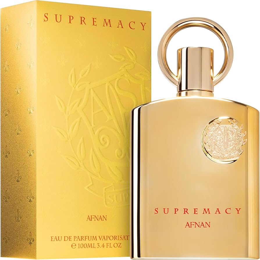 AFNAN SUPREMACY GOLD 100ML- Noce Moscata, Violetta, Fiore di Pesco e Cumino;Iris e Patchouli; Ambra, Vaniglia, Legno di Agar (Oud) e Benzoino.