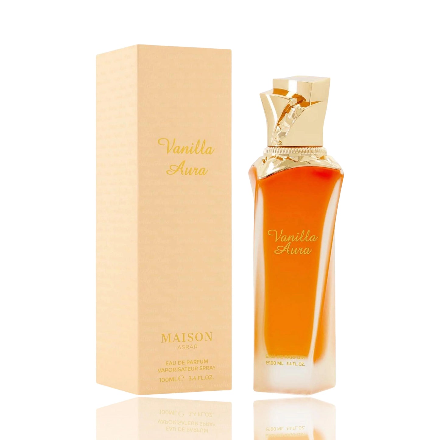 MAISON ASRAR WANILIOWA AURA EDP 100ML-Bergamotka, Cytryna i Konwalia; Wanilia, Czekolada i Karmel; Wanilia, Ambra, Sandalowiec i Fava Tonka.