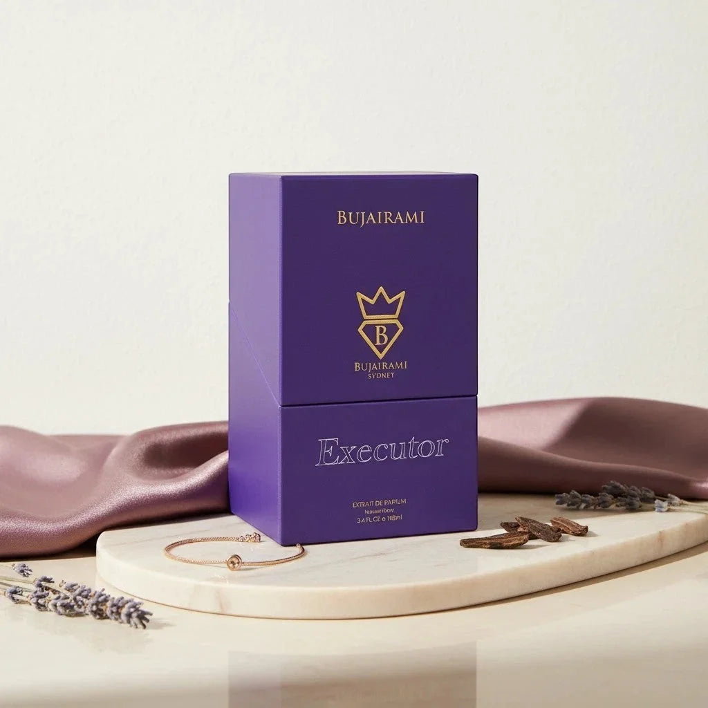 BUJAIRAMI EXECUTOR EXTRAIT 100ml- Pera succosa e bergamotto croccante,Fiore d'arancio e gelsomino sambac,Legno d'ambra, Ambrofix, Sandalo, Muschio e Vaniglia