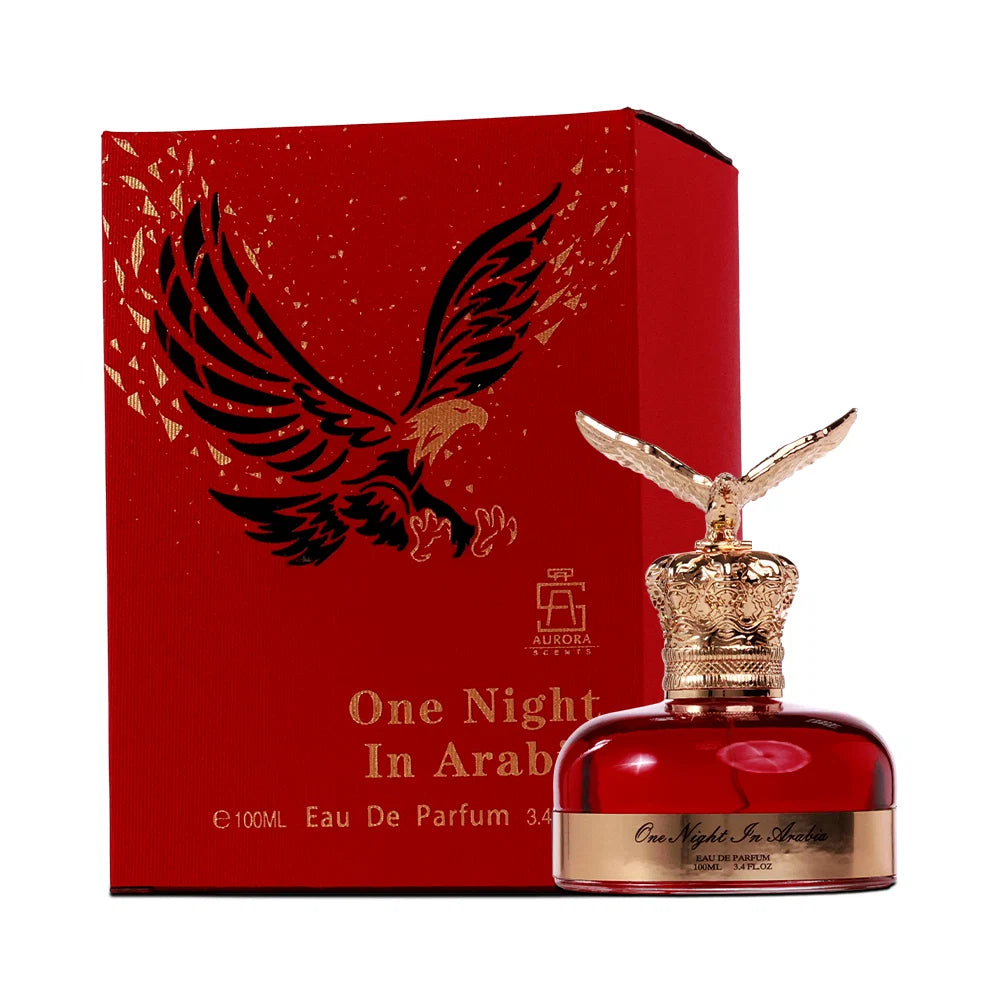 ONE NIGHT IN ARABIA AURORA SCENTS 100ML-Fragola, Ananas, Mandarino, Cocco, Arancia, Pesca, Melone, Limone, Mela, Pera e Prugna;Mughetto, Foglie di Violetta, Gardenia, Gelsomino, Fresia, Iris e Rosa;Sandalo, Muschio Bianco, Vaniglia e Ambra.