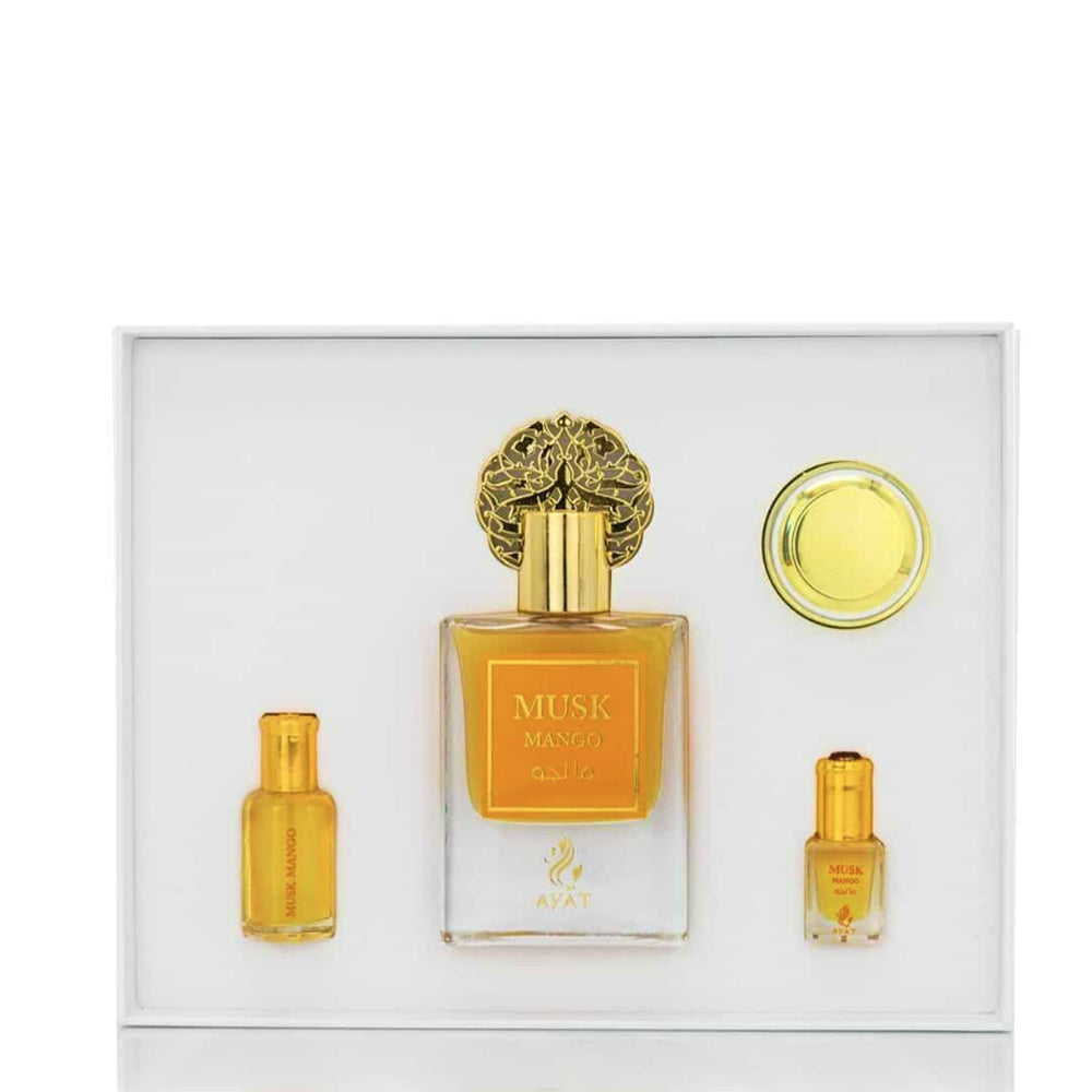 ARABSKI PERFUM MUSK MANGO ZESTAW PREZENTOWY AYAT Mango, piżmo, jeżyna, czarny pieprz, Jaśmin, Lotos, Irys, Wanilia, Róża lodowa, Paczuli