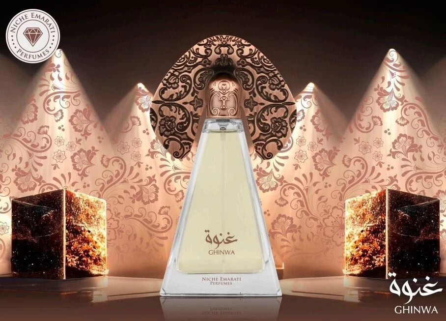 LATTAFA GHINWA NICHE 100ML-lampone, zafferano,rosa, gelsomino,ambra, muschio, patchouli
