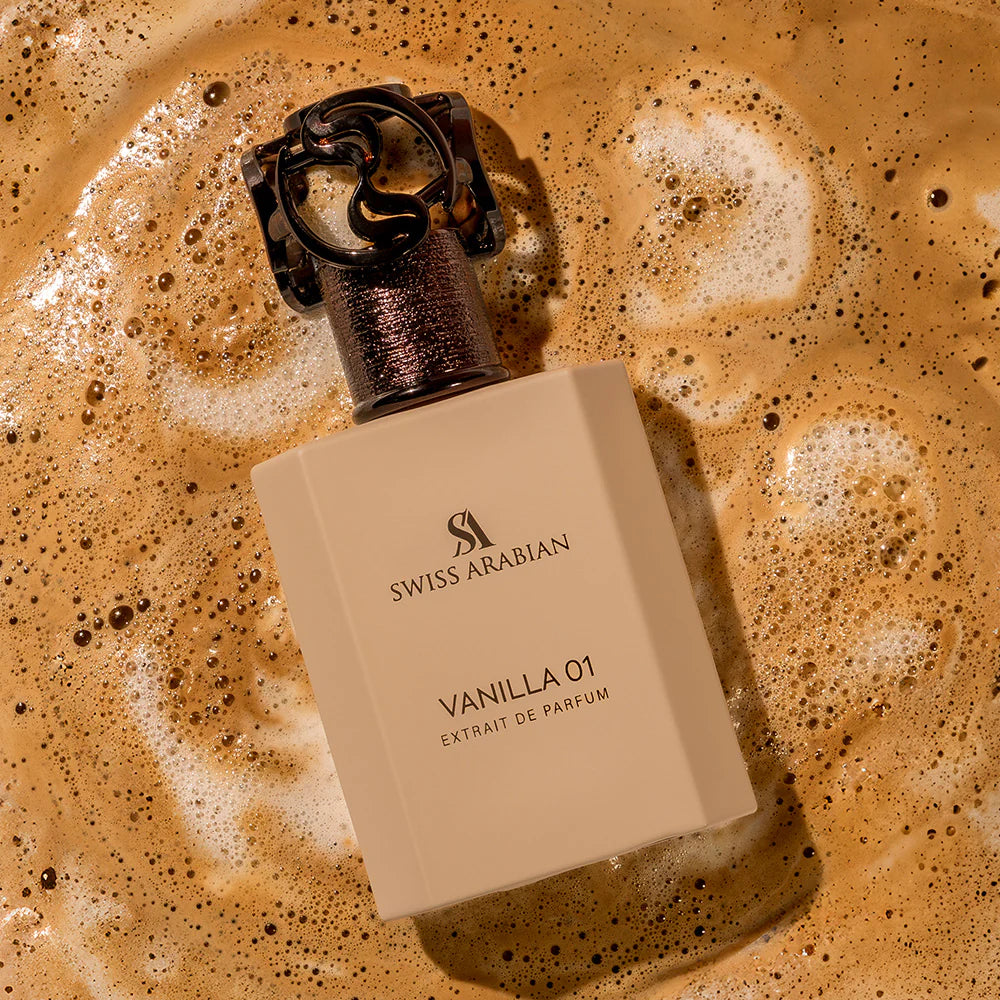 PERFUME ÁRABE VANILLA 01 SWISS ARABIAN - Flor de Azahar, Coco y Pimienta Rosa; Nardos, Jazmín de la India, Capuchino y Caramelo; Vainilla Bourbon, Sándalo, Almizcle y Haba Tonka.