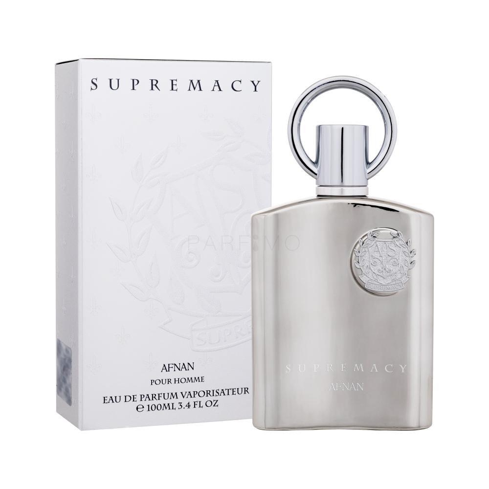 AFNAN SUPREMACY SILVER EDP100ML- AVENTUS-Ananas, Ribes Nero, Bergamotto e Mela; Betulla, Patchouli, Gelsomino del Marocco e Rosa;Muschio, Muschio di Quercia, Ambra Grigia e Vaniglia.