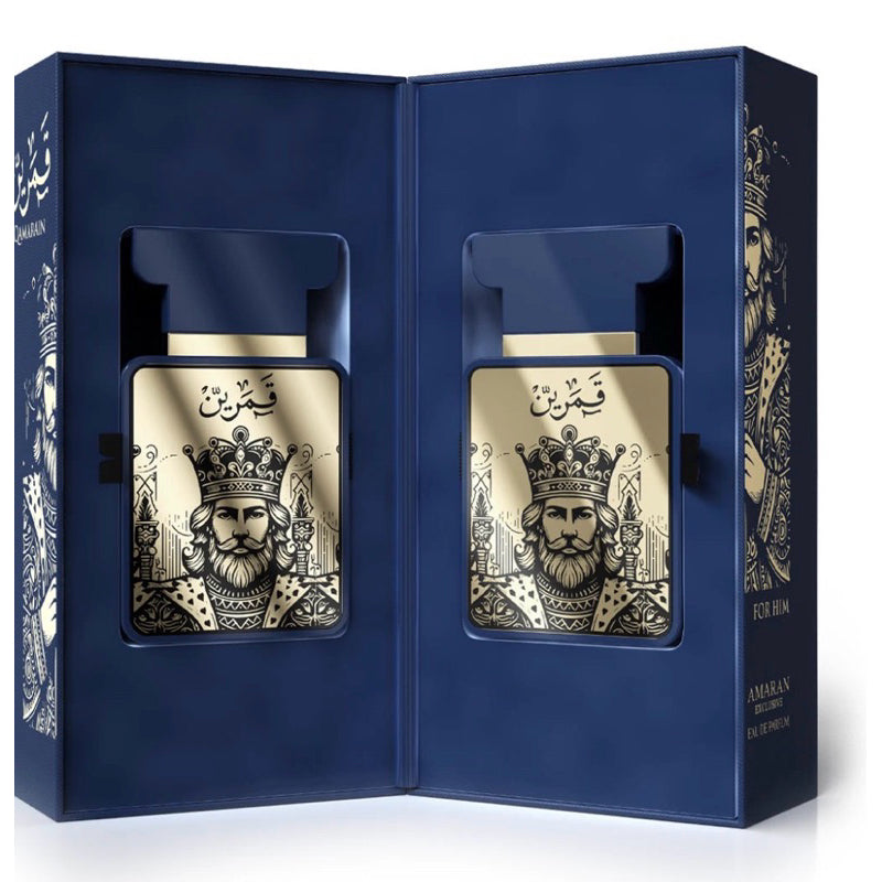 QAMARAIN DLA NIEGO AMARAN EDP 100ML-Ananas, Bergamotka, Grejpfrut i Limonka; Paczuli, Jaśmin i Cedr; Piżmo Dębu i Nuty Drzewne.