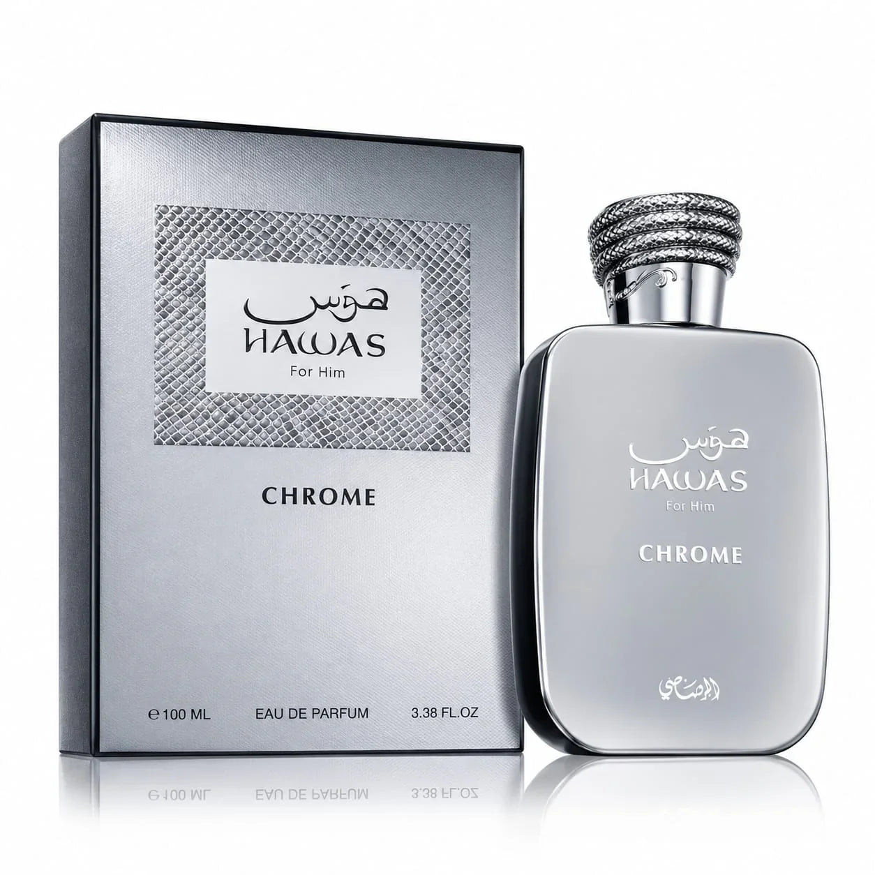 HAWAS CHROME 100ML-Arancia, Mango, Frutto della Passione, Pesca, Frutti d'acqua, ambra, vaniglia, muschio.
