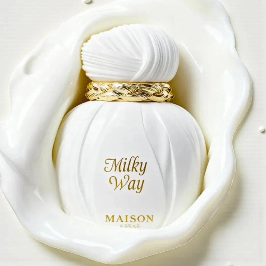 ARABSKI PERFUM MILKY WAY MAISON ASRAR Mleko, Śliwka i Karmel; Irys, Drewno Kaszmirowe, Ylang Ylang i Jaśmin; Sandalowiec, Wanilia i Fava Tonka.