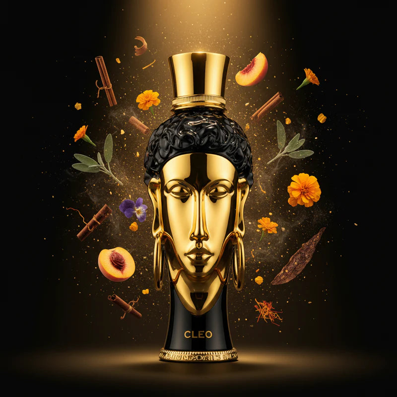 REINE D'OR CLEO LE BONHEUR 100ML-Salvia Sclarea, Pesca e Cannella; Legno di Guaiaco, Tabacco e Tagete; Violetta, Fiore d'Arancio e Zafferano.