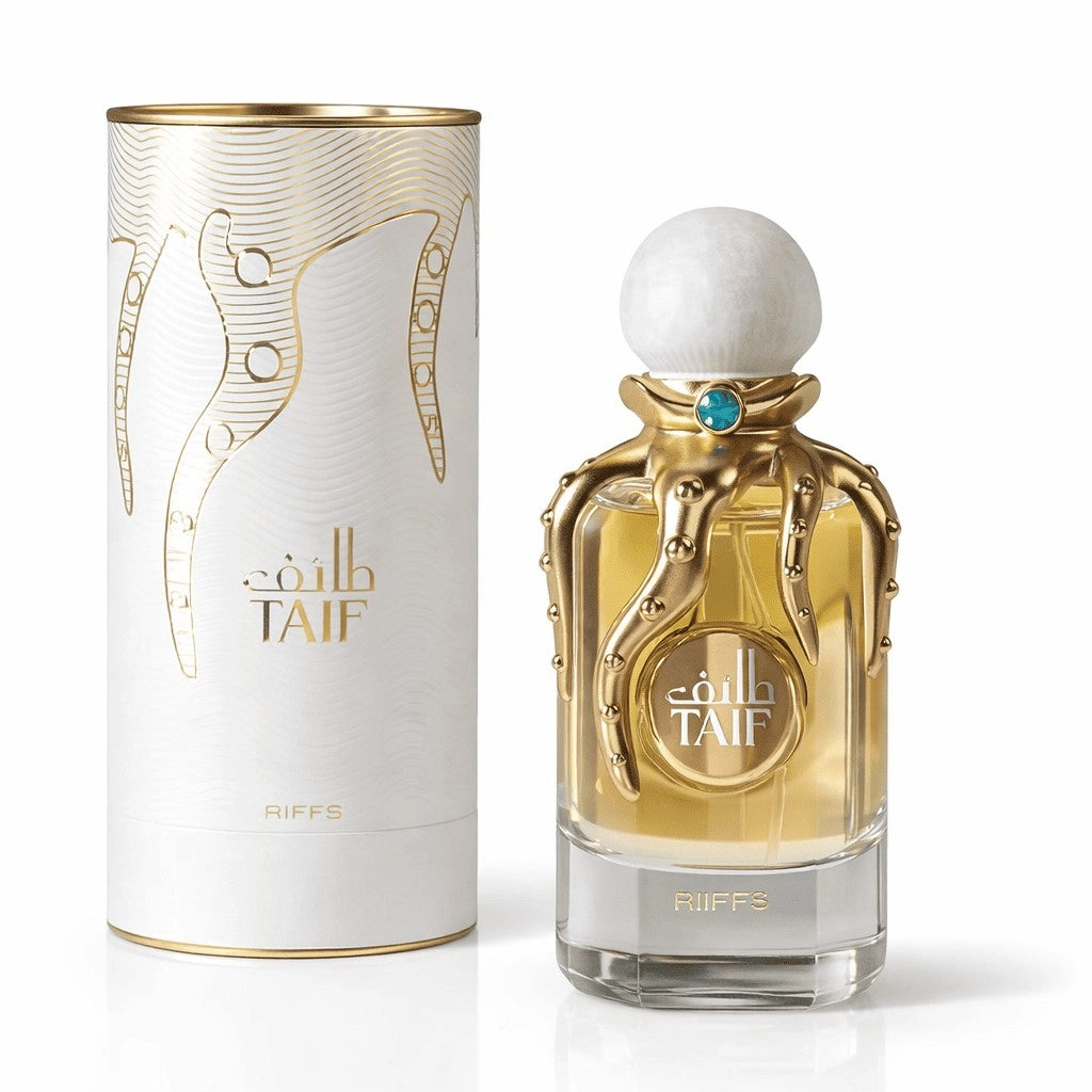TAIF RIIFFS EXTRAIT 100ML-Bergamotka z Kalabrii, Imbir, Kwiat Pomarańczy i Cytryna;Piżmo, Płatki Róży i Tuberosa;Amberwood, Strąk Wanilii i Clearwood.