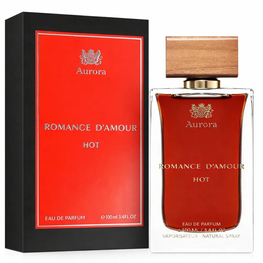 AURORA SCENTS ROMANCE D'AMOUR HOT 100ML- Fiore d'Arancio; Ylang Ylang, Miele e Rosa; le note di base sono Patchouli e Ambra.