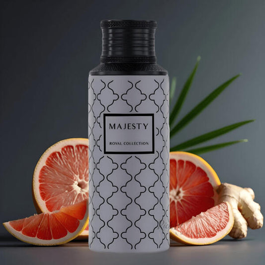 PROFUMO ARABO MAJESTY DI MAISON ASRAR- Pompelmo, Zenzero e Bergamotto;Gelsomino, Rosa e Iris; Muschio, Ambra Grigia, Vetiver, Patchouli, Fava Tonka e Sandalo.