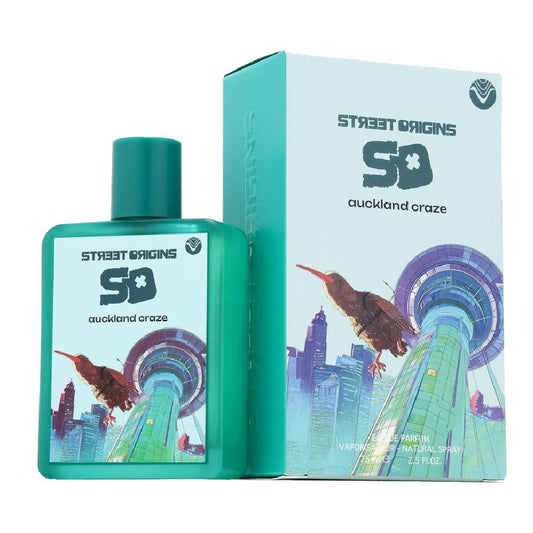 AUCKLAND CRAZE STREET ORIGINS EDP 75ML-Neroli, Bergamotto e Latte; Ylang Ylang e Fiori Bianchi; Legno di Guaiaco, Cocco, Labdano e Vaniglia.
