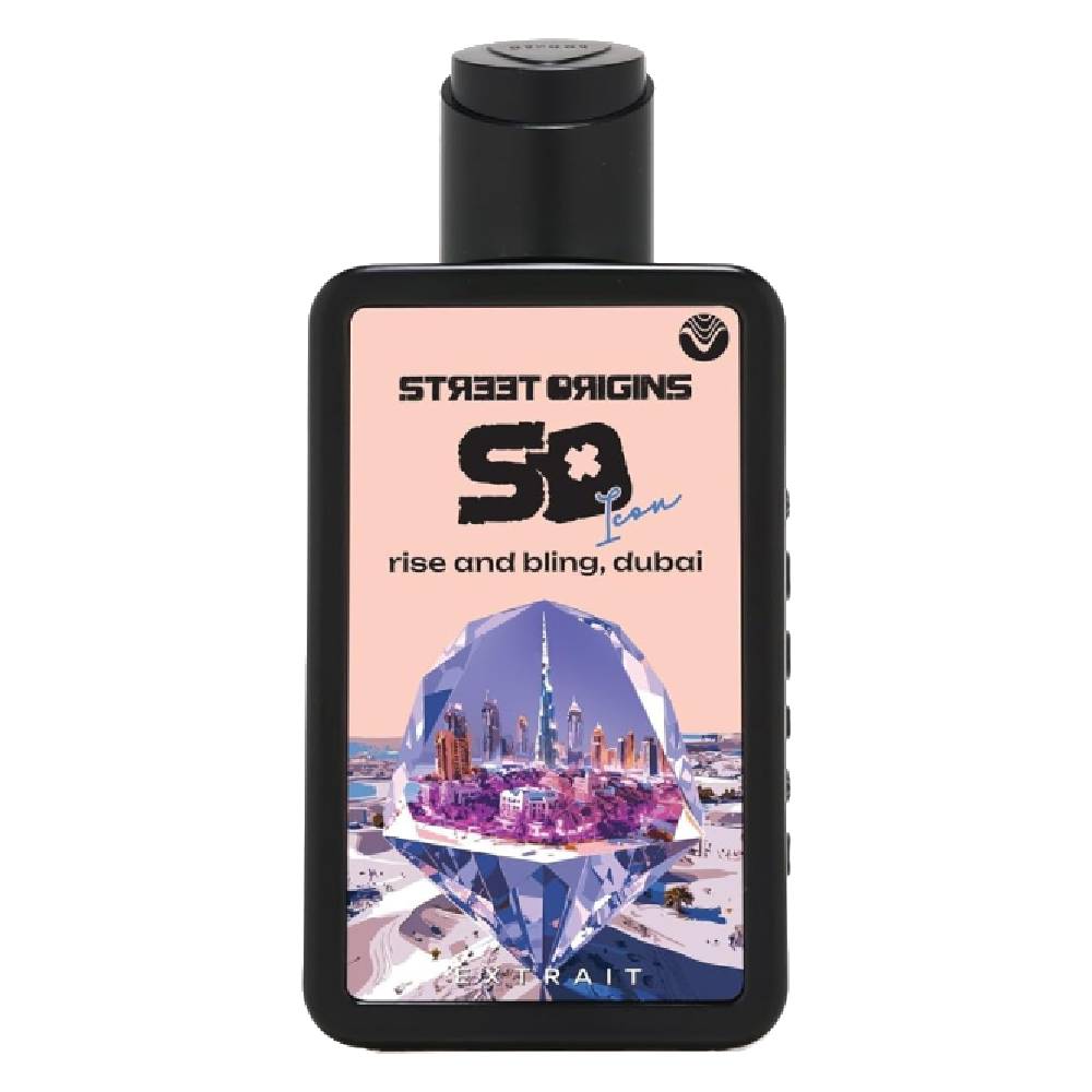 RISE AND BLING DUBAI STREET ORIGINS EXTRAIT 75ML-Nuty zielone, Czarna porzeczka i Brzoskwinia;Róża turecka, Róża majowa, Róża i Irys;Pieprz, Musk biały, Liść fiołka, Korzeń irysa i Cedr.
