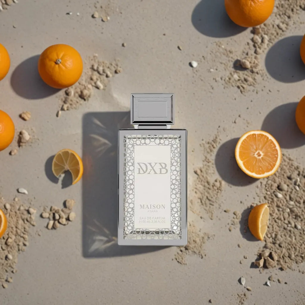 DXB MAISON ASRAR EDP 100ML-AFTERNOON SWIM-Mandarynka, Pomarańcza i Bergamotka; Imbir i Grejpfrut; Piżmo i Konwalia.
