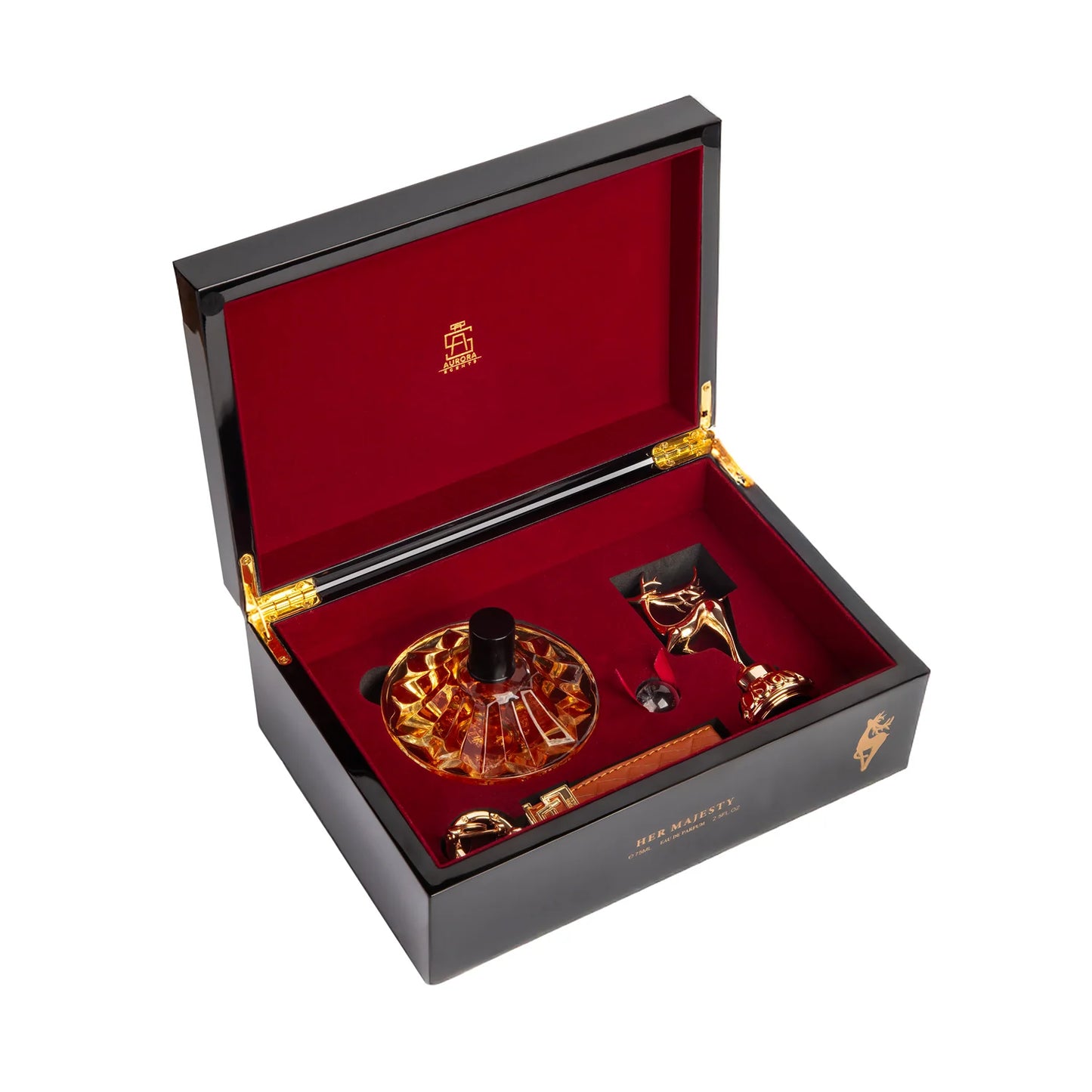 HER MAJESTY AURORA SCENTS 75ML-Nuty Zielone, Pieprz Różowy, Truskawka, Grapefruit, Kardamon i Limonka;Ylang Ylang, Tuberosa, Jaśmin, Orchidea, Róża i Lawenda;Drzewo Sandałowe, Fava Tonka, Drewno Cedrowe, Wanilia, Ambra i Mchy.
