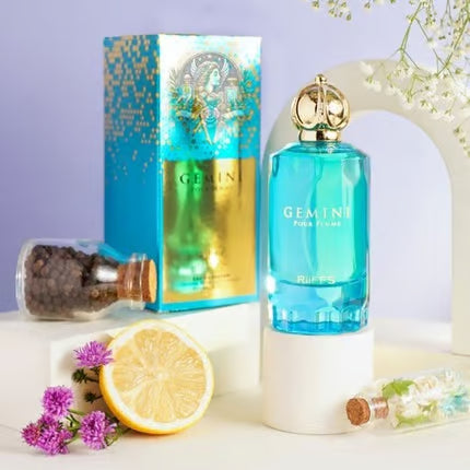 GEMINI RIIFFS EDP 100ML-Limone e Fiori;Gelsomino, Mughetto e Rosa;Muschio, Sandalo e Ambra.