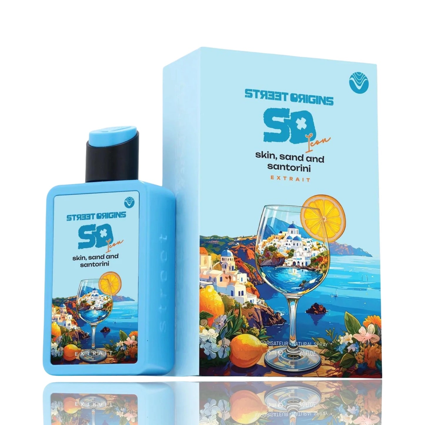 SKIN,SAND AND SANTORINI STREET ORIGINS EXTRAIT 75ML- nagietek, pralina i bergamot;jaśmin, irys i fiołek;paczuła, bursztyn szary i bursztyn.