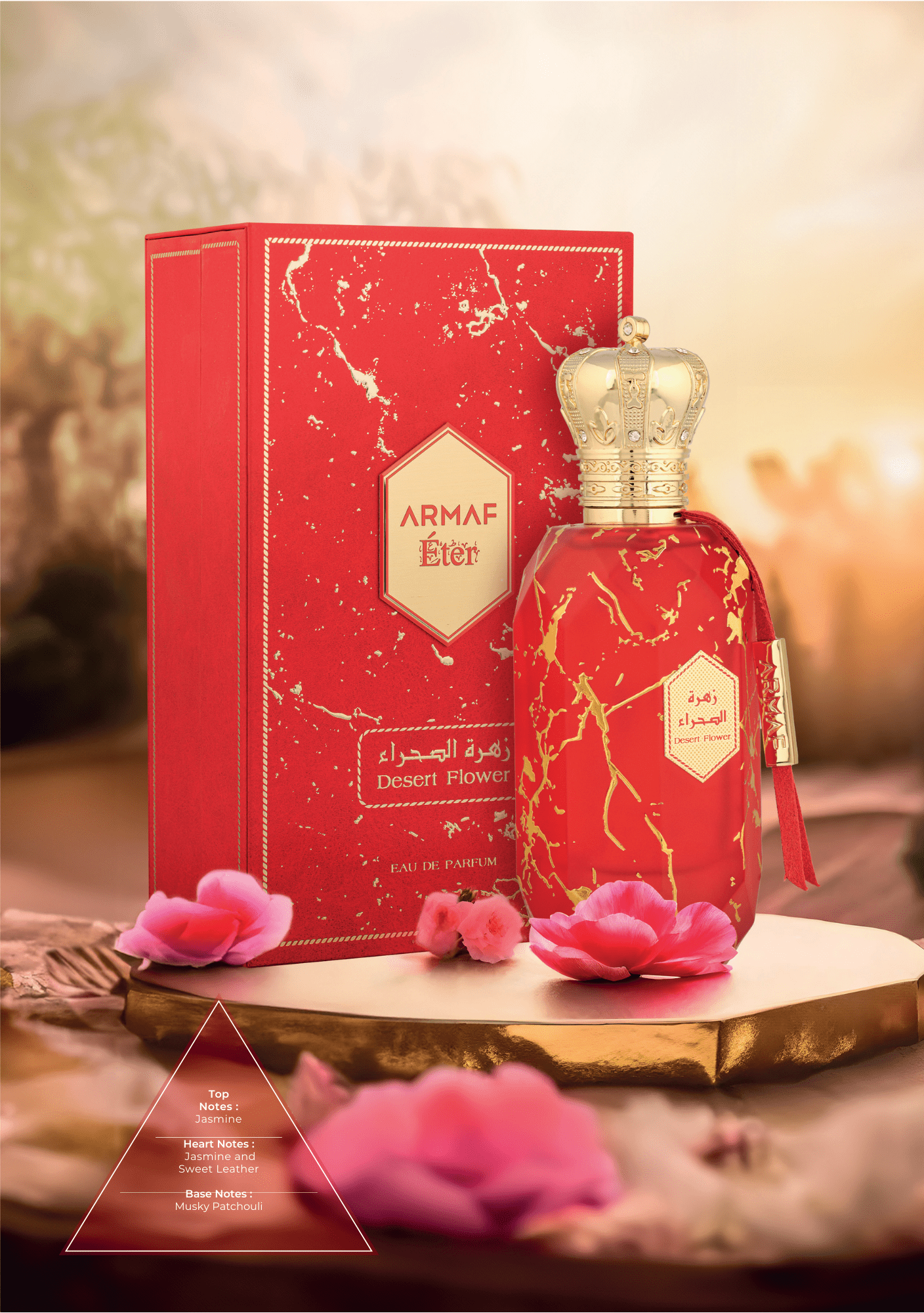 ARMAF DESERT ROSE EDP 100ML-Frutto della Passione, Rosa Turca e Zafferano; Patchouli; Cuoio, Ambra, Labdano e Vaniglia.