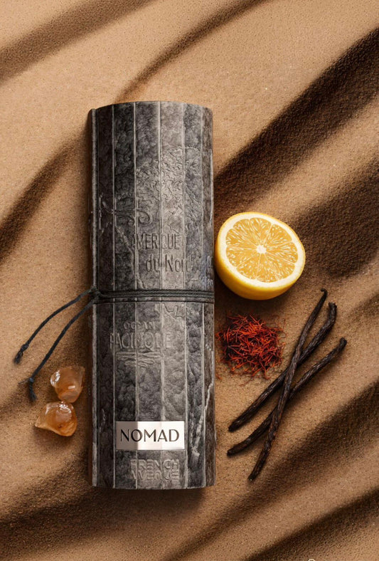 PROFUMO ARABO NOMAD FRENCH AVENUE- Zafferano e Limone; Note marine e Fiori Bianchi; Olio di Cypriol o Nagarmotha, Vaniglia, Ambra e Patchouli.