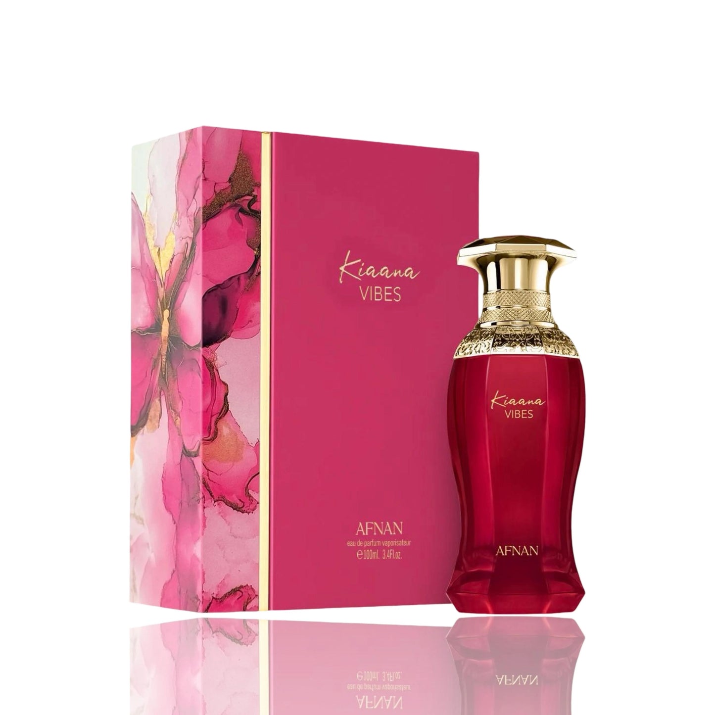KIAANA VIBES AFNAN 100ML-Pitahaya e Pera;Frangipane, Peonia e Muschio;Patchouli, Vaniglia e Ambra.