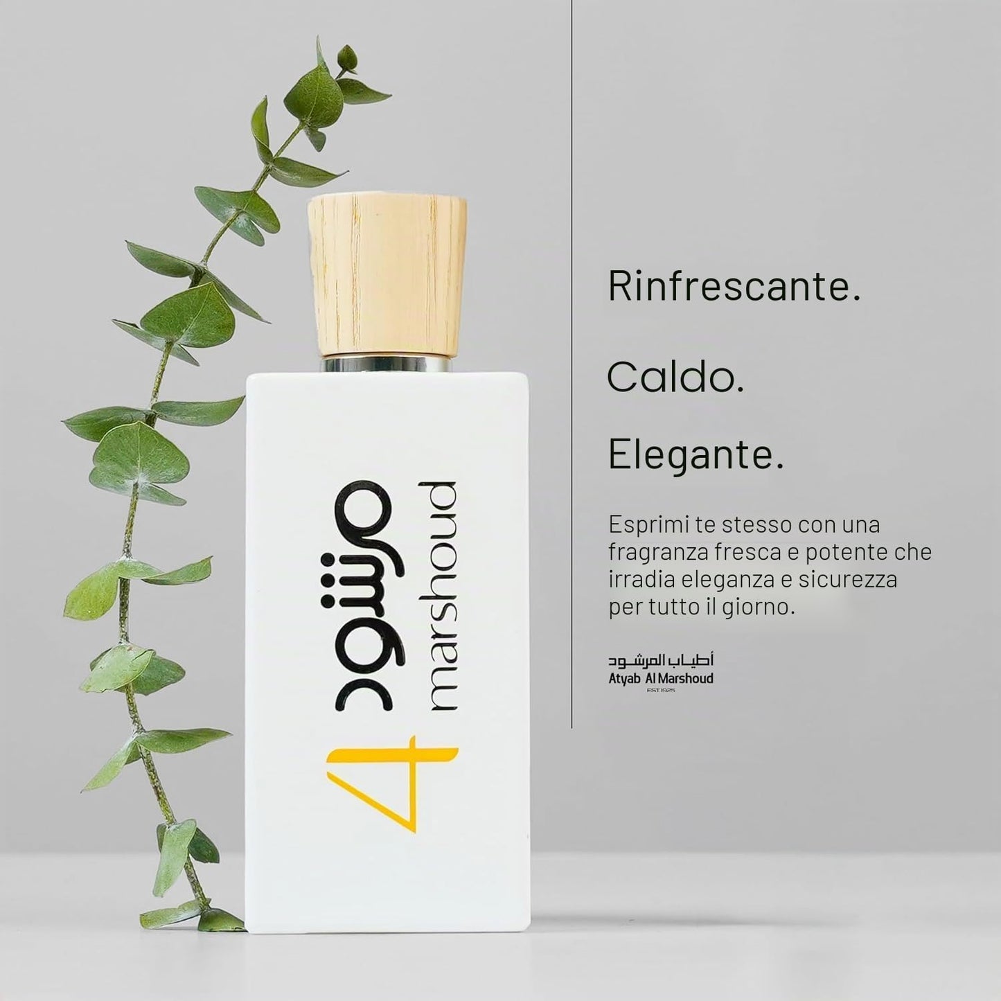 4 WHITE MARSHOUD 100ML-Menta, Cardamomo, Legno di Agar (Oud) e Zafferano.