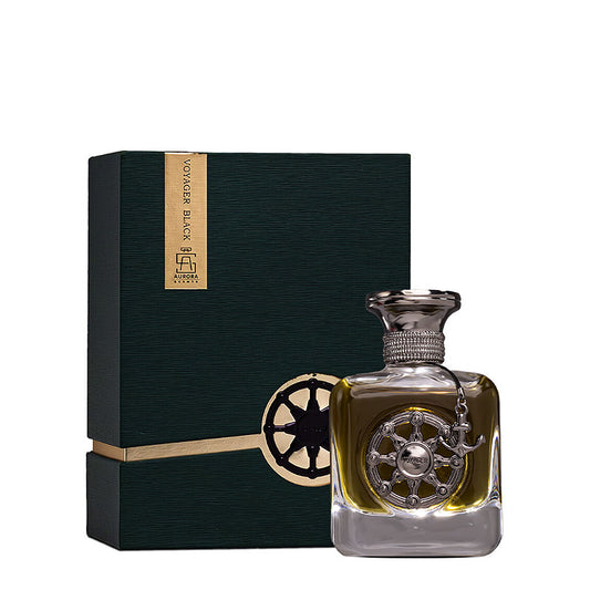 VOYAGER BLACK AURORA SCENTS 100ML-Mela Verde, Pera Bianca, Cannella, Legno di Agar (Oud), Zafferano, Incenso e Noce Moscata; Patchouli e Gelsomino;Vaniglia del Madagascar, Vetiver di Haiti, Legno di Guaiaco, Sandalo, Muschio Bianco,Ambra.