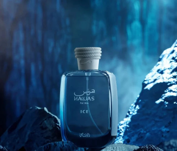 HAWAS ICE- Mela, Limone Italiano, Bergamotto di Sicilia e Anice Stellato;Prugna, Fiore d'Arancio e Cardamomo; Muschio, Ambra, Legno Marino e Muschio Vegetale.