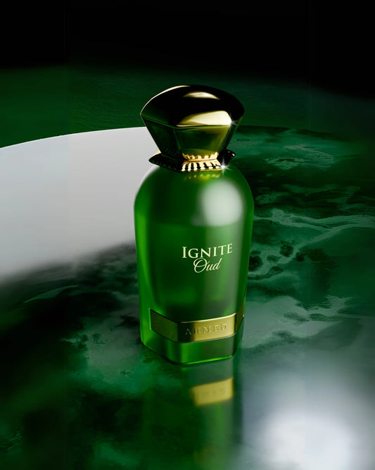 IGNITE OUD AHMED AL MAGHRIBI-Cuoio e Geranio;Patchouli e Legno di Cedro;Ambra, Sandalo, Muschio e Muschio Vegetale.