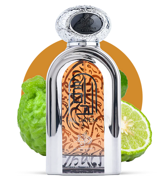 AL DAIEM AL WATANIAH-Note Verdi, Bergamotto, Zenzero, Limone, Cardamomo e Pompelmo;Pepe Rosa, Erba Mate, Incenso, Violetta, Gelsomino Sambac e Noce Moscata;Vetiver, Betulla, Fava Tonka, Legno di Cashmere, Legno di Guaiaco e Muschio.
