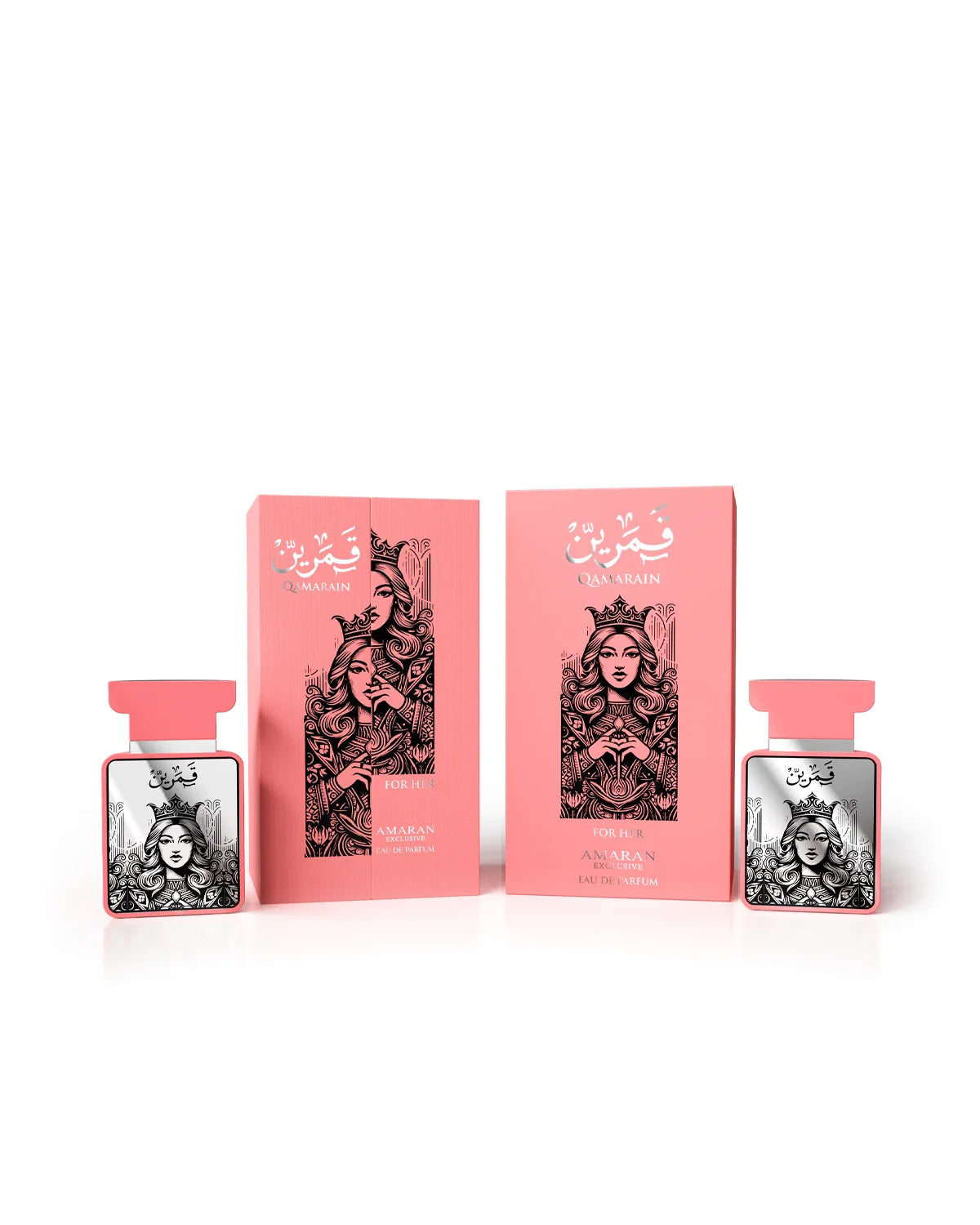 QAMARAIN DLA NIEJ AMARAN EDP 100ML-Kwiat Pomarańczy, Mango i Rumianek; Ylang Ylang, Kokos i Figa; Ambra, Sandalowiec, Wanilia, Irys i Benzoes.