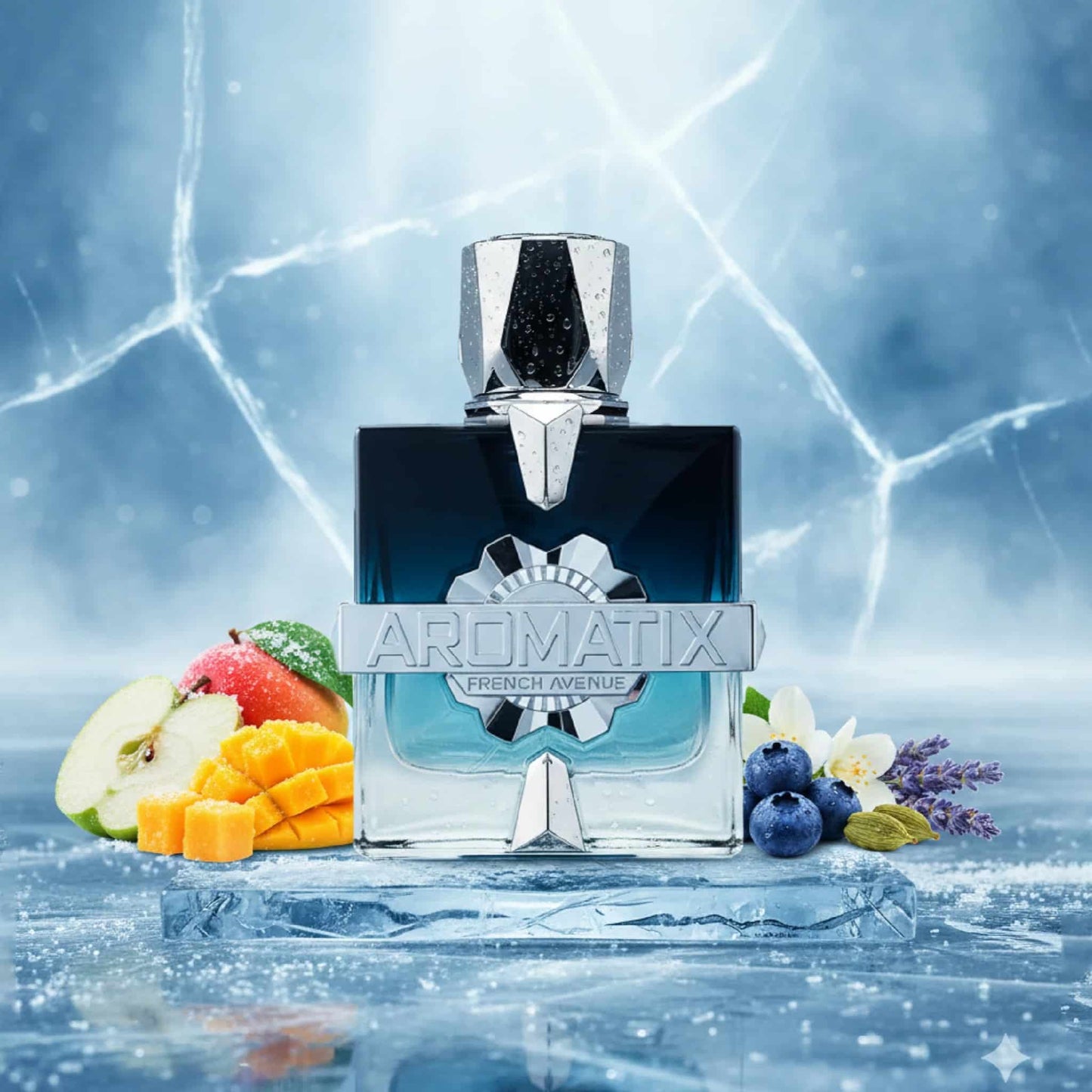 PERFUMY ARABSKIE FROSTBITE AROMATIX FRENCH AVENUE - Borówka, Mango, Jabłko, Bergamotka i Kardamon; Lawenda, Fiołek, Geranium, Jaśmin, Różowy pieprz i Wetiver; Ambra, Wanilia, Drzewo sandałowe, Cedr, Paczula, Ambra szara i Piżmo dębu.