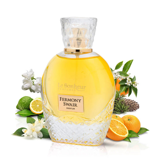 FERMONY SWAIR LE BONHEUR EDP 100ML-note verdi, bergamotto e mandarino;fiori d'arancio, fiori bianchi e violetta; legno di cedro, muschio e legno di cashmere.