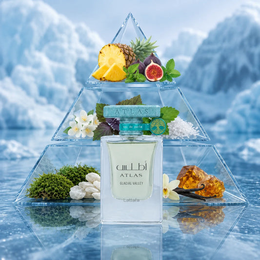 ATLAS GLACIAL VALLEY LATTAFA- Ananas, Fico, Menta, Gelsomino, Patchouli, Sale marino,Muschio, Vaniglia, Ambra