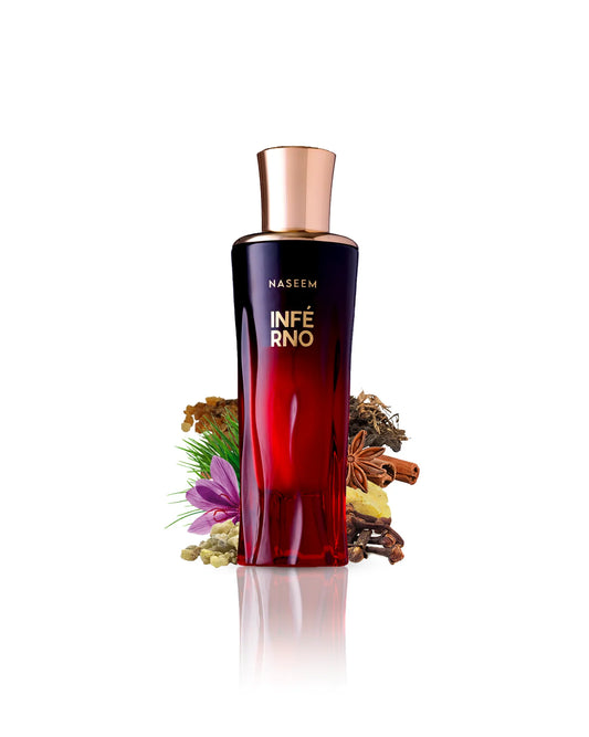 Naseem INFERNO Aqua Perfume Alcohol-Free 80ML-Zafferano, Chiodi di Garofano e Elemi; incenso e Cannella;Balsamo del Gurjan, Vetiver e Olio di Cypriol o Nagarmotha.
