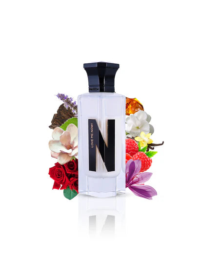 Naseem LOVE ME NOW Aqua Perfume Alcohol-Free 75ML-Zafferano e Lampone;Rosa, Gelsomino e Magnolia; Muschio, Ambra, Legno di Agar (Oud), Patchouli e Vaniglia.
