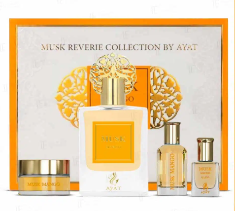 ARABSKI PERFUM MUSK MANGO ZESTAW PREZENTOWY AYAT Mango, piżmo, jeżyna, czarny pieprz, Jaśmin, Lotos, Irys, Wanilia, Róża lodowa, Paczuli