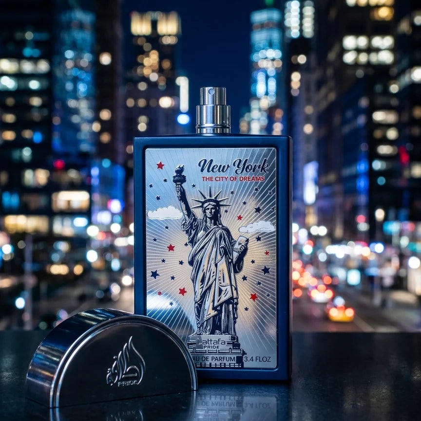 NEW YORK THE CITY OF DREAMS LATTAFA PRIDE 100ML-Ciliegia, Noce Moscata e Pepe Nero;Cognac, Mimosa e Rosa;Labdano, Legno di Cedro, Muschio di Quercia e Patchouli.