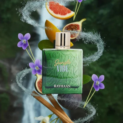 Rayhaan Jungle Vibe EDP 100 Ml - Figa, Grejpfrut i Bergamotka; Nuty zielone i Nuty wodne; Drzewo sandałowe.