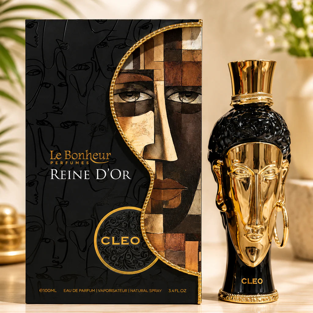 REINE D'OR CLEO LE BONHEUR 100ML-Salvia Sclarea, Pesca e Cannella; Legno di Guaiaco, Tabacco e Tagete; Violetta, Fiore d'Arancio e Zafferano.