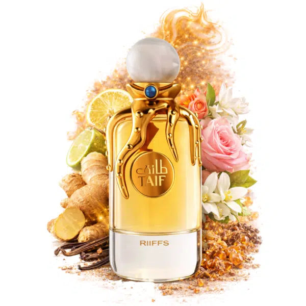 TAIF RIIFFS EXTRAIT 100ML-Bergamotka z Kalabrii, Imbir, Kwiat Pomarańczy i Cytryna;Piżmo, Płatki Róży i Tuberosa;Amberwood, Strąk Wanilii i Clearwood.