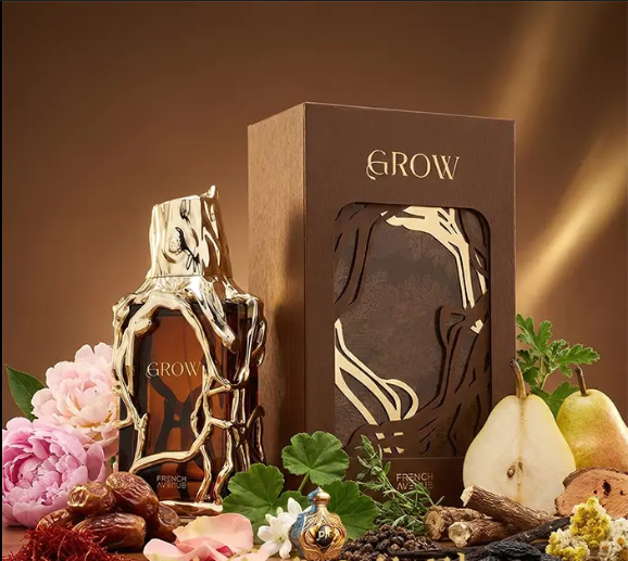 FRENCH AVENUE GROW EXTRAIT 100ML - Szafran, Davana, Gruszka i Daktyle; Róża, Drewno Sandałowe, Krem Patisserie; Labdanum, Drewno Suche, Helichrysum, Wanilia, Fava Tonka, Piżmo i Cedr Atlantycki.