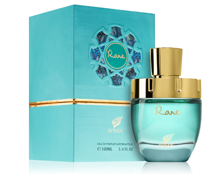 RARE AFNAN 100ML-rosa, gelsomino, ylang-ylang,legno di sandalo, vaniglia, muschio,caramello, zenzero, pepe rosa