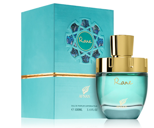 RARE AFNAN 100ML-rosa, gelsomino, ylang-ylang,legno di sandalo, vaniglia, muschio,caramello, zenzero, pepe rosa