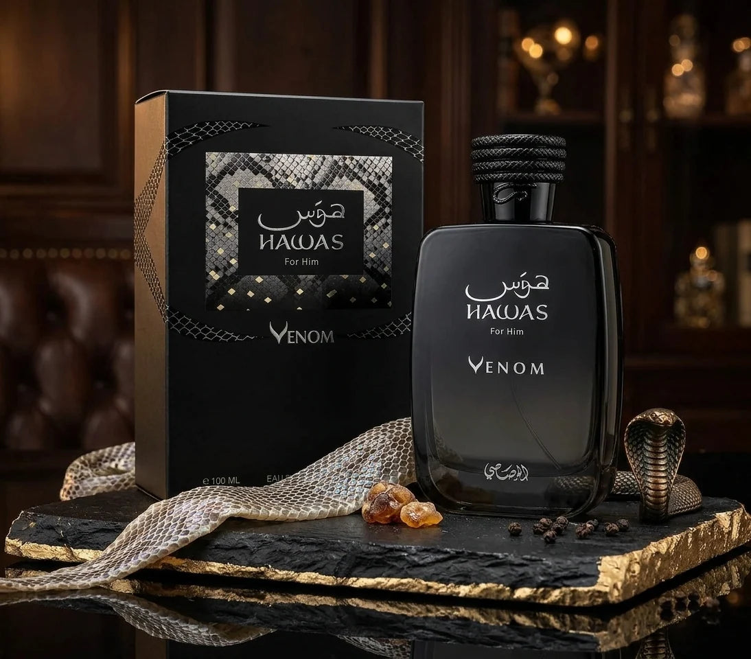 HAWAS VENOM EDP 100ML-Incenso e Labdano;Cuoio;Incenso, Vaniglia e Patchouli.