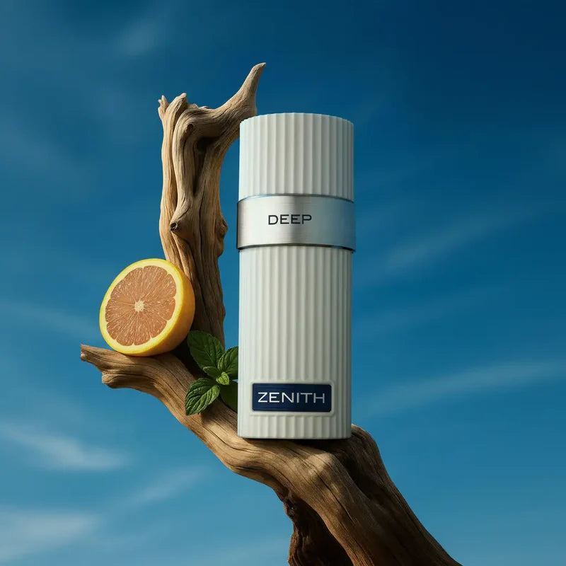 PROFUMO ARABO ZENITH DEEP FRENCH AVENUE Pompelmo, Bergamotto, Limone, Pepe e Menta;Zenzero, Noce Moscata, Gelsomino e Melone; Legno di Cedro, Incenso, Labdano, Ambra e Sandalo.