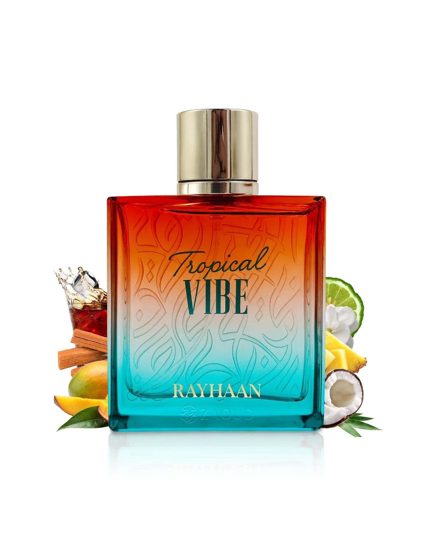 TROPICAL VIBE RAYHAAN 100ML-Mango, Ananas i Bergamot;Kokos; Mchy, Ambra, Drzewo Sandałowe i Wetiver.